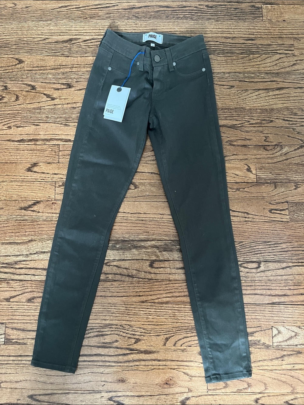 NWT PAIGE Verdugo Ankle Ultra Skinny Jeans Green Size 23